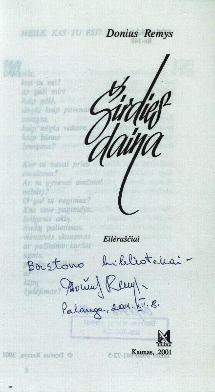 Donius Remys. Širdies daina 